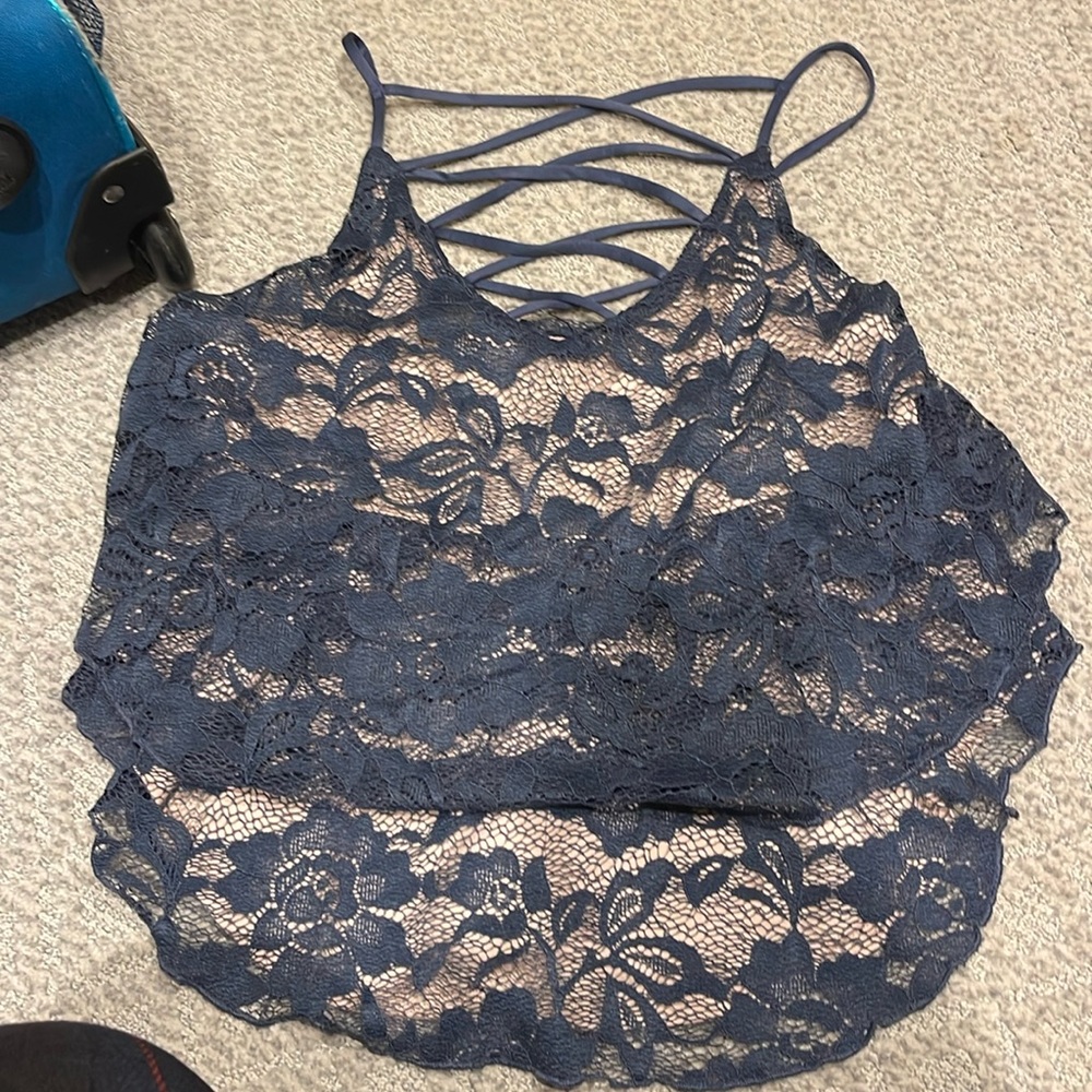 Grey/blue lace cami